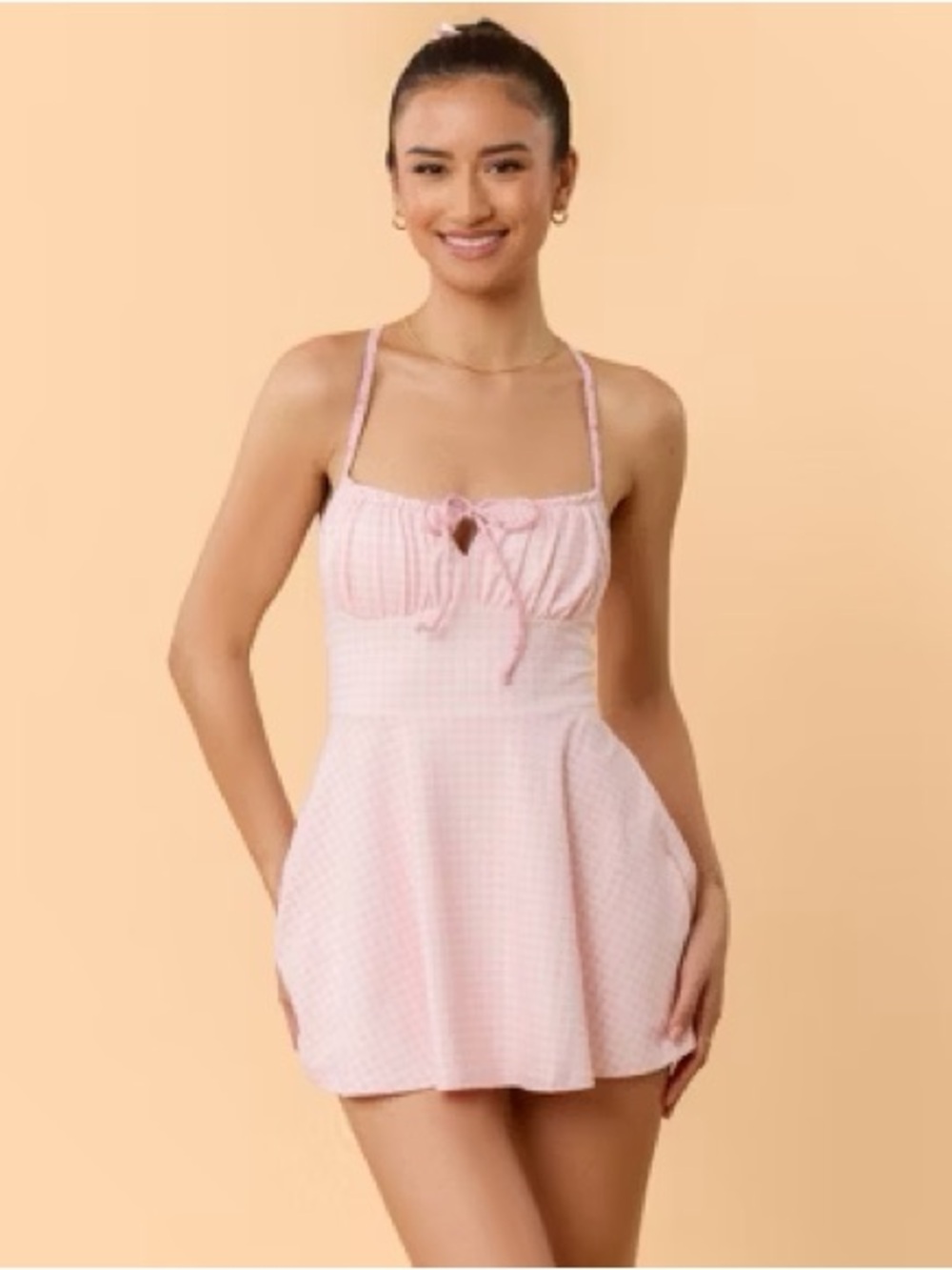 Blogilates pink gingham dress
